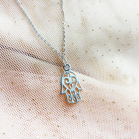 srebrne naszyjniki Srebrny Naszyjnik ręka Fatimy Hamsa amulet