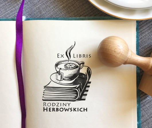 stemple Stempel Ex libris Herbata i książka