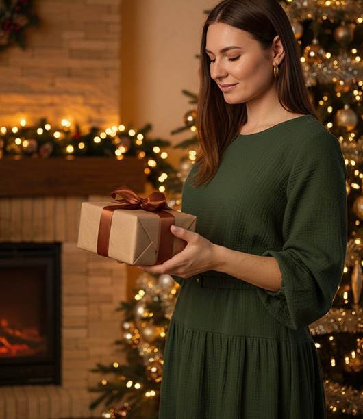 sukienki maxi damskie Eko długa w kolorze Wojskowym sukienka muślinowa sukienka Sandra