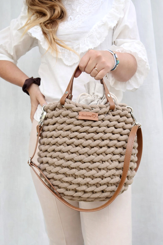 torebki do ręki Torebka z sznurka bawełnianego z kolekcji  "Boho Wave Bag " Babemi