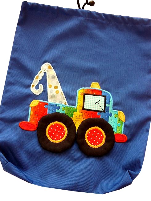 Dźwig w puzzle -worek dla przedszkolaka  Gazynia
