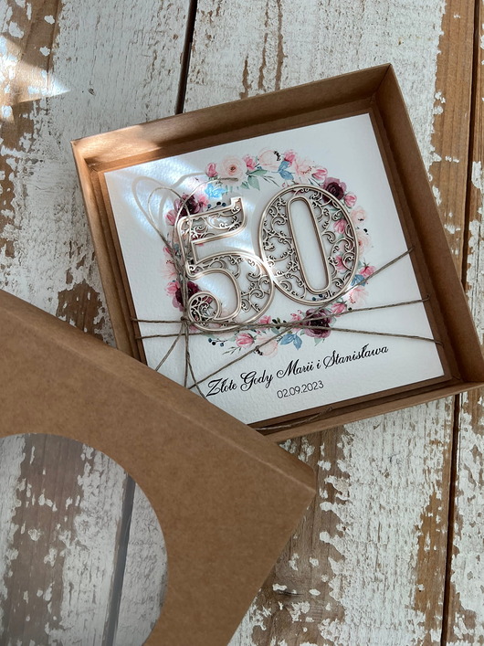 kartki scrapbooking Wyjątkowa kartka ręcznie robiona z okazji 50 rocznicy ślubu
