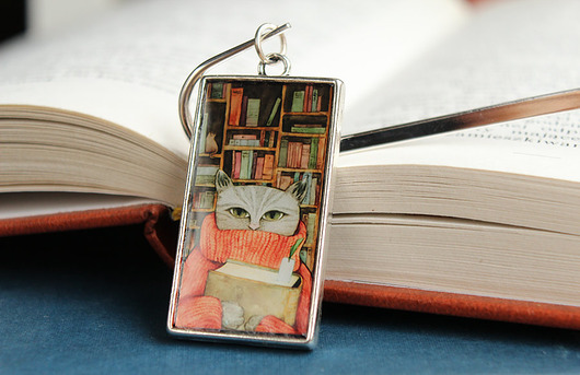 Zakładka - Kot zaczytany - ilustracja Karoliny G Hundred Bookmarks