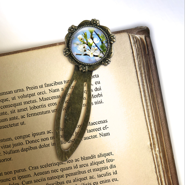 zakładki do książek Zakładka do książki - Kwitnące kwiaty - klips, brąz