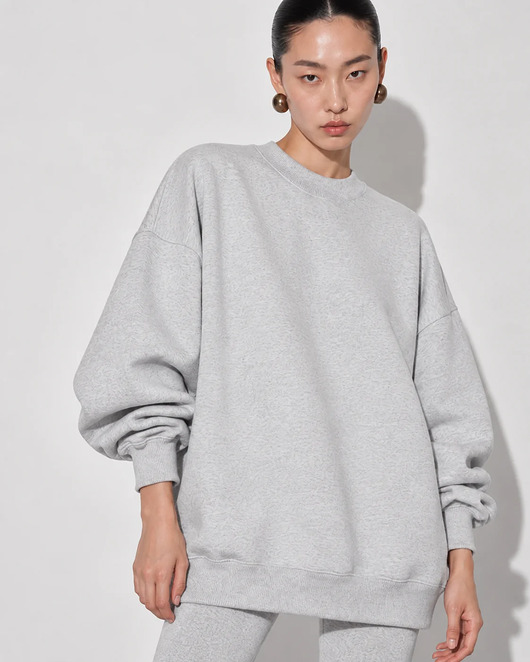 bluza bez kaptura damska Szara bluza bawełniana Cheer long