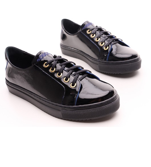 sneakersy damskie Sneakersyi skórzane - lakierowane   (7206)