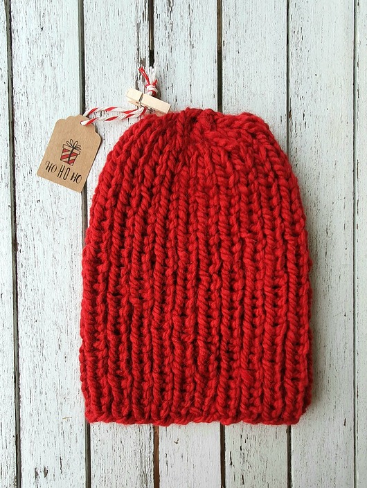 czapki damskie czapka HANDMADE czerwona