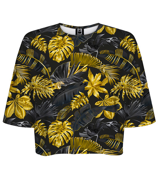 t-shirt damskie DR.CROW T-shirt Krótki CROP Liście