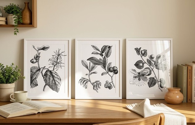 grafiki i ilustracje ZESTAW PLAKATÓW botanicznych, grafiki kwiaty roślinne