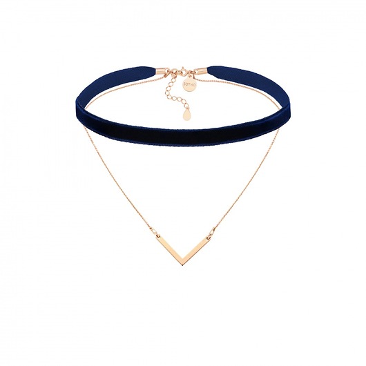 Granatowy aksamitny choker z łańcuszkiem SOTHO