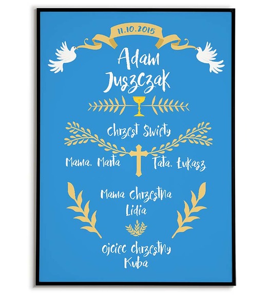 Chrzest - inne PLAKAT personalizowany metryczka z okazji CHRZTU ŚW. dla dziecka