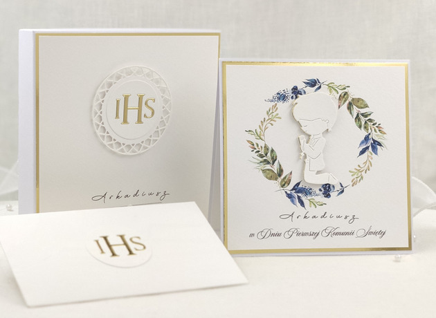 kartki na komunię Kartka na komunię z pudełkiem i kopertą, 39C