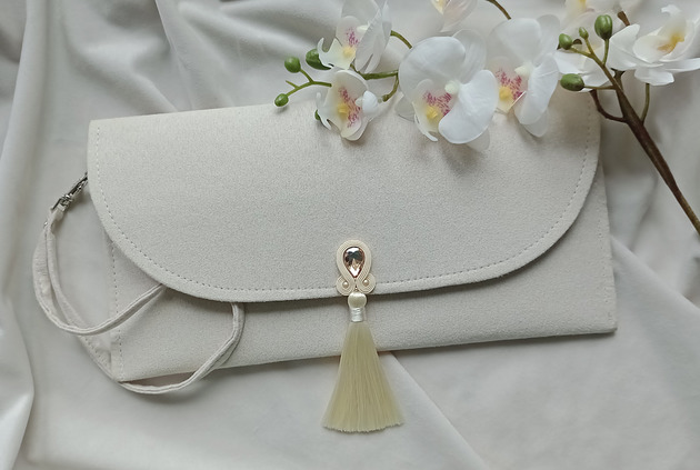 kopertówki Beżowa kopertówka, torebka do ręki ivory, kremowa torebka