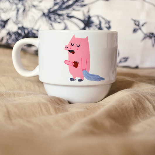 Śpiąca świnka z kocykiem - kubek coffee mini Ja Cię Broszę