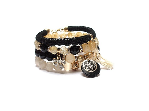 bransoletki z kamieni naturalnych Black and ivory vol. 2 /12.11.22/ -  set