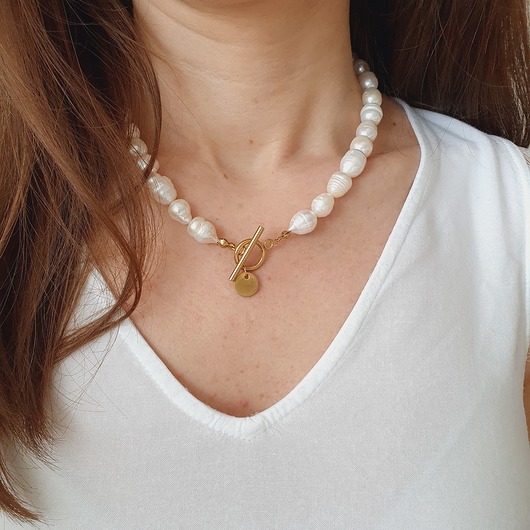 choker z pereł z zapięciem z przodu LEI handmade 