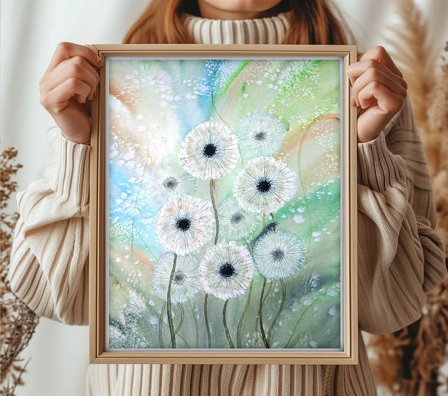obrazy Oryginalna akwarela. Dmuchawce 30x40cm