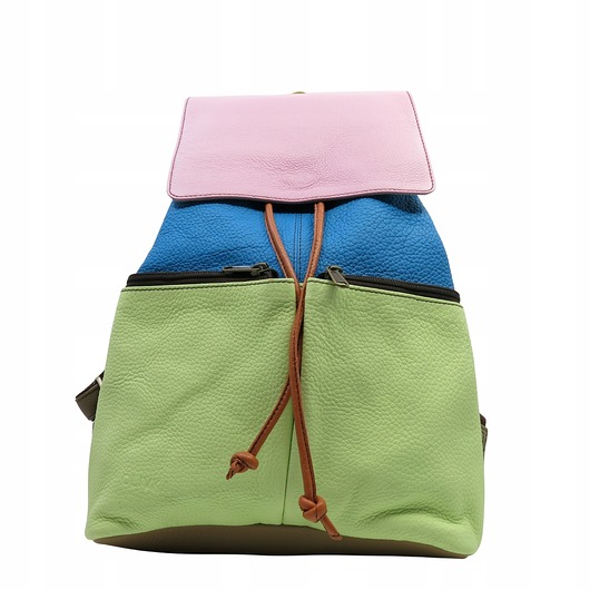 plecaki Plecak skórzany pojemny kieszenie wygodny kolorowy zero waste OLIVKA