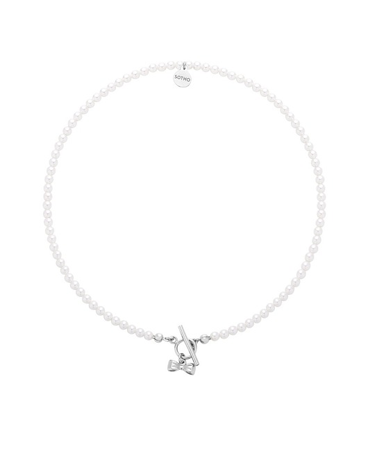srebrne naszyjniki Srebrny naszyjnik z białych pereł SWAROVSKI CRYSTAL z kokardką