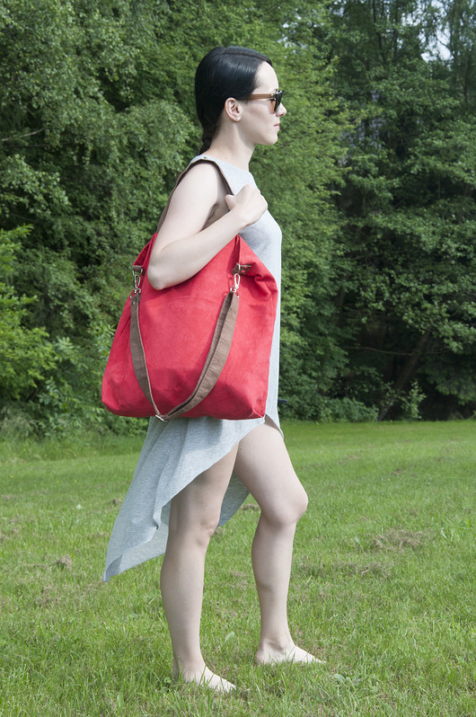 torby XXL Torba hobo XXL - czerwony, karmelowy brąz