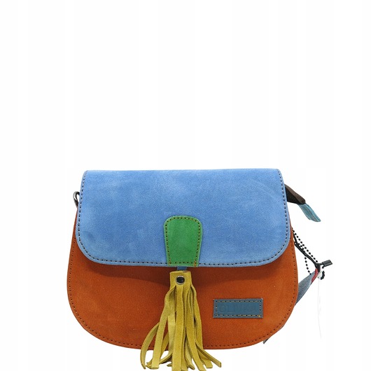 torby na ramię Torebka listonoszka zamszowa damska regulowany pasek kolorowa OLIVKA