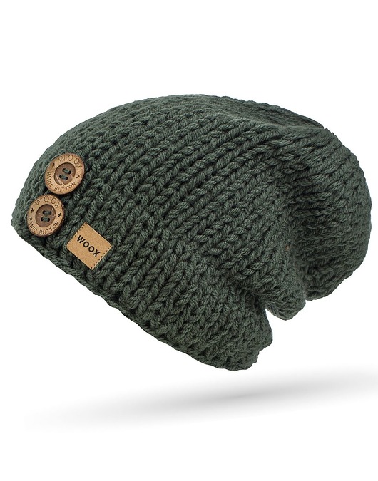 Handmade Czapka Krasnal Olive Button BEANIE WOOX