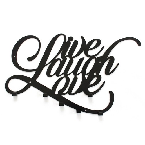 Wieszak ścienny metalowy LIVE LAUGH LOVE decolicious