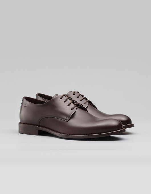 Buty  męskie  derby b005 ciemny brąz skóra BORGIO