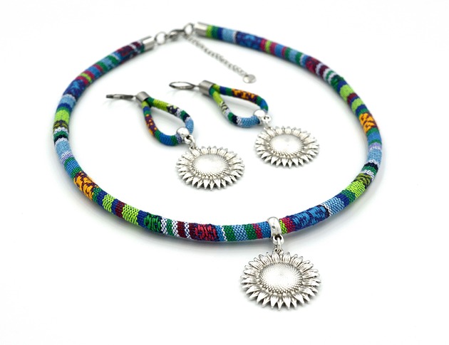 komplet biżuterii KOMPLET (naszyjnik i kolczyki) BOHO AZTEQ SUNFLOWER