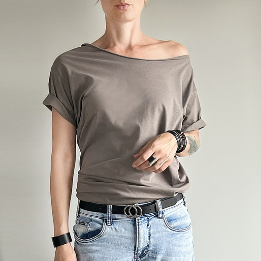 t-shirt damskie Beton Oversize Bez Nadruku