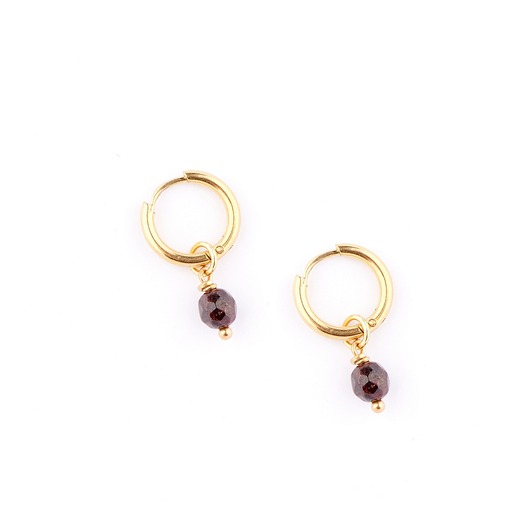 kolczyki - inne Bordowy Granat - kolczyki koła z pozłacanej stali szlachetnej