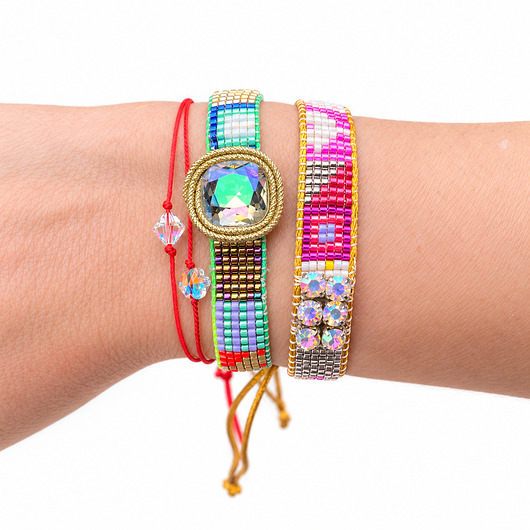 bransoletki na sznurku Bransoletka koralikowa z kryształami Swarovski sznurek