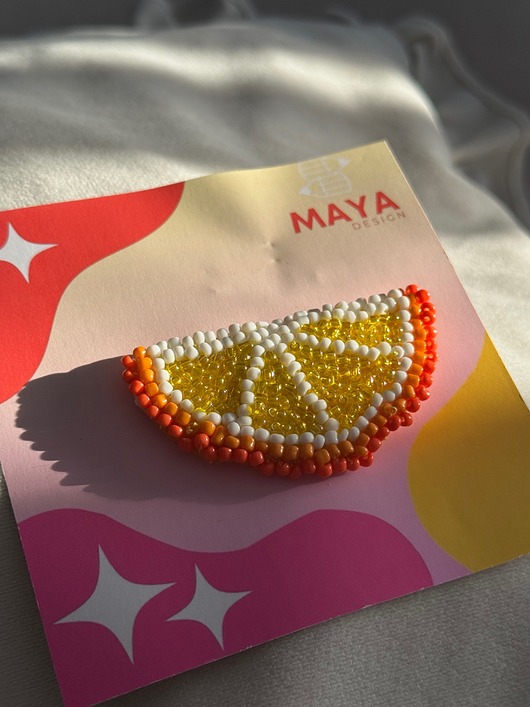 broszki Broszka "Pomarańczka" ręcznie haftowana