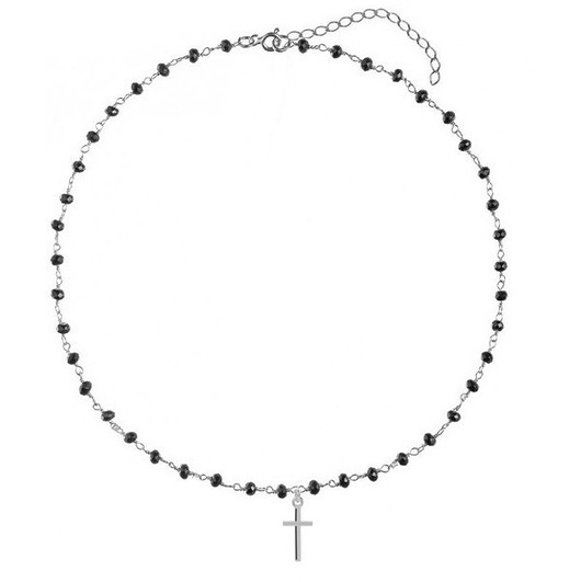 chokery Srebrny naszyjnik choker z czarnymi onyksami