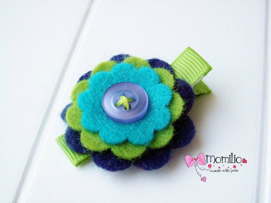 HAPPY FLOWER zielony i fiolet  z turkusem Momilio