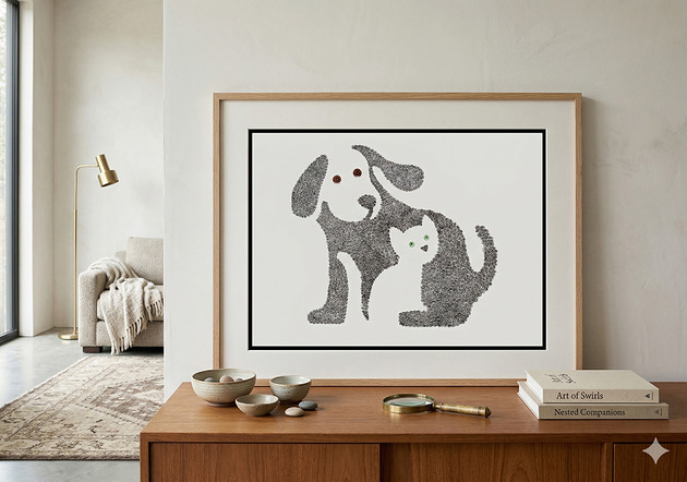 grafiki i ilustracje 51. Pies Z Kotem.