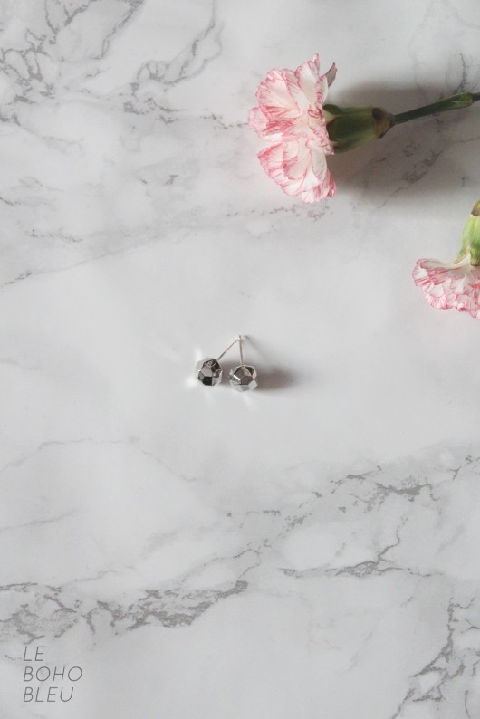 Rhodium Plated Geometric Solid Studs #2 Le Boho Bleu