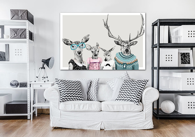OBRAZ NA PŁÓTNIE -  120x80cm Rodzinka z dziećmi LUdesign gallery