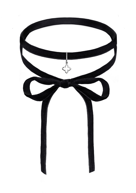 AKSAMITNY CHOKER Z LILIJKĄ SREBRO 925 Coccola JEWELLERY