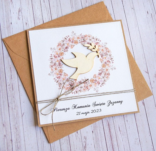 kartki na komunię Kartka, PERSONALIZACJA : I Komunia Święta : gołąb III