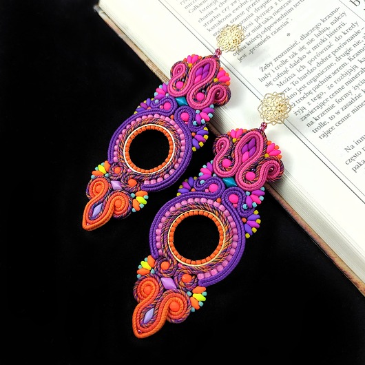 kolczyki soutache Tropical Geo Long kolczyki sutasz