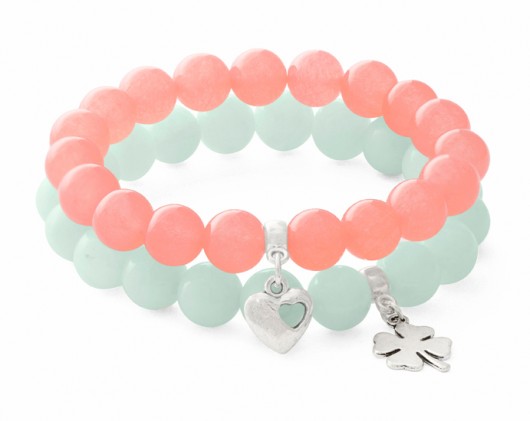 Pink & mint jade with pendant. Lavoga
