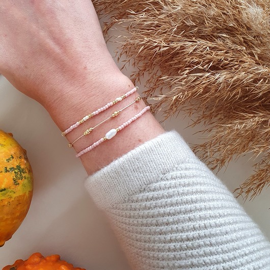 pudrowy zestaw bransoletek LEI handmade 