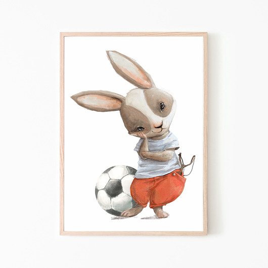 Plakat obrazek króliczek pogramy w piłkę nr.4 Dekoracjan