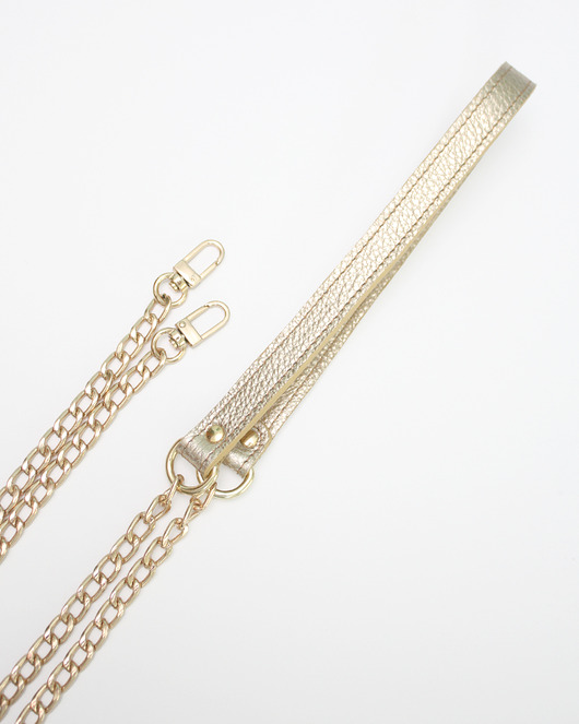 paski damskie Pasek z łańcuszkiem do torebki złoty 15 mm