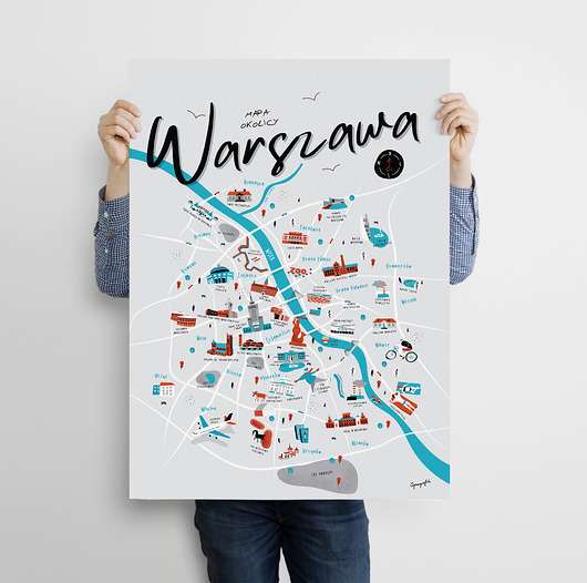 plakaty Warszawa Mapa plakat 50x70 cm
