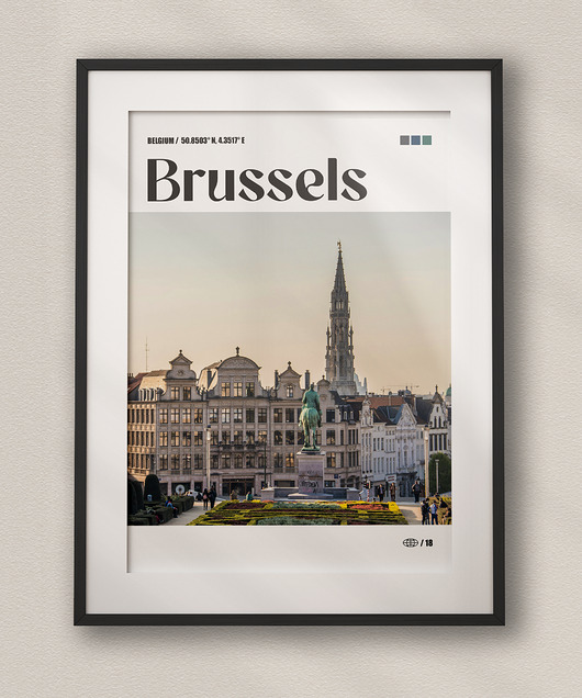 plakaty Minimalistyczny plakat Bruksela Belgia  - Do salonu, sypialni, biura