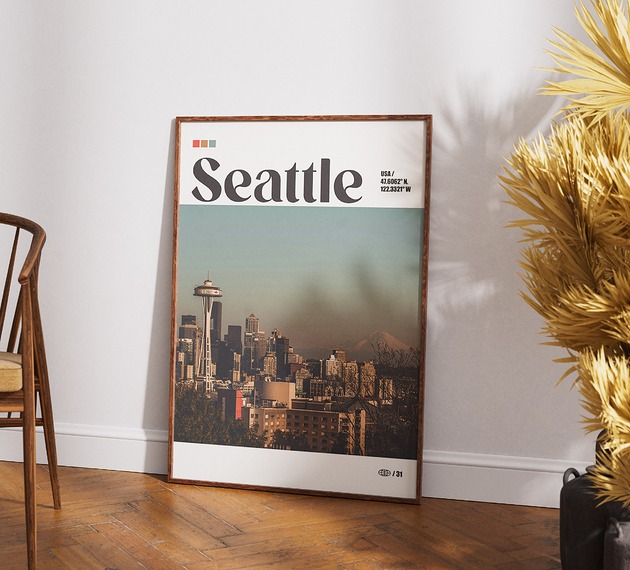 plakaty Minimalistyczny plakat Seattle USA