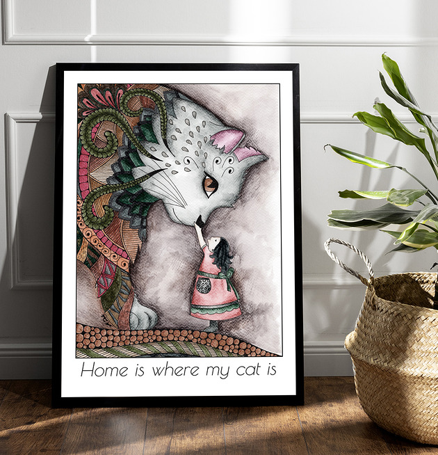 plakaty Plakat z kotem- spotkanie