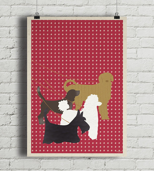 plakaty Psy na spacerze - plakat fine art